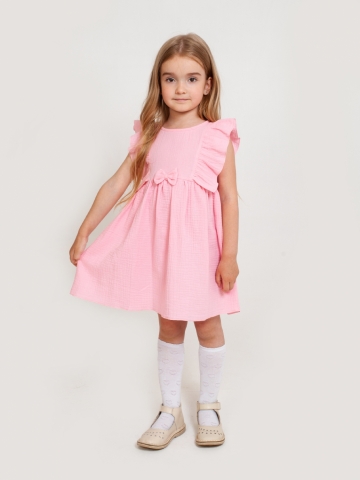Купить 322-Р. Платье из муслина детское, хлопок 100% розовый, р. 98,104,110,116 в Грозном