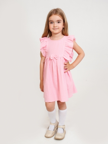 Купить 322-Р. Платье из муслина детское, хлопок 100% розовый, р. 74,80,86,92 в Грозном