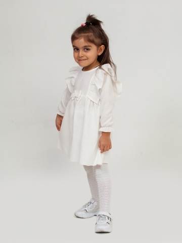 Купить 321-МО. Платье из муслина детское, хлопок 100% молочный, р. 98,104,110,116 в Грозном
