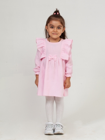 Купить 321-Р. Платье из муслина детское, хлопок 100% розовый, р. 98,104,110,116 в Грозном